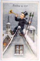 ÚJÉV - Kb. 400 db RÉGI újévi üdvözlőlap 4 képeslap albumban. Érdekes anyag, érdemes megnézni! / NEW ...