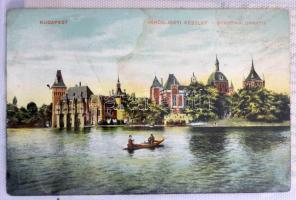 BUDAPEST: VÁROSLIGET, VIDÁMPARK, ŐS-BUDAVÁRA - Kb. 60 db RÉGI város képeslap 1 albumban, közte pár m...