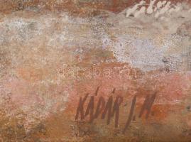 Kádár János Miklós (1939-): Költő lovával. Olaj, farost, jelezve jobbra lent. Dekoratív fakeretben. ...