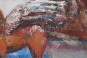 Kádár János Miklós (1939-): Költő lovával. Olaj, farost, jelezve jobbra lent. Dekoratív fakeretben. ...