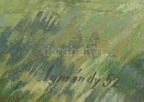 Igmándy-Schranz Emil (1906-1987): Táj női alakkal, 1952. Olaj, vászon, jelezve jobbra lent. 50×70 cm