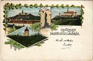 1903 Pannonhalma, Szt. Asztrik szobor, Milleniumi emlék. Palatin tanár fényképei után, Dr. Résey Vik...