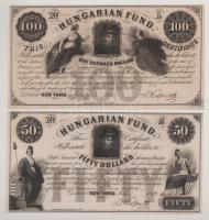 1852. 1$ + 5$ + 10$ + 50$ + 100$ "Kossuth bankó" (5xklf) mindegyik piros tintás kézi sorsz...