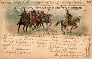 1898 Árpád et les chefs des tribus / Árpád a vezérekkel; Ezredéves Országos Kiállítás. litho + barna...