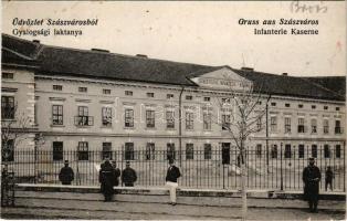 1915 Szászváros, Broos, Orastie; Gyalogsági laktanya, K.u.K. katonák. B. Stelescu kiadása / K.u.K. m...