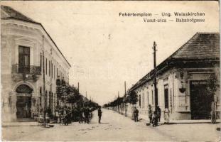 1916 Fehértemplom, Ung. Weisskirchen, Bela Crkva; Bahnhofgasse / Vasút utca, Nikolaus Miutza és Rudo...