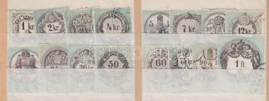 1868 Okmánybélyeg sor 16 klf értéke