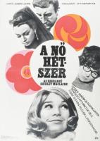 1968 A nő hétszer. Filmplakát, papír, jelzett a plakáton, Egyetemi Nyomda mélynyomása, hajtásnyommal...