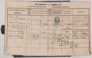 1864-1868 Pesti Egyetemi jogi karának indexe, Id. kislődi Hollán Sándor (1846-1919) későbbi politiku...