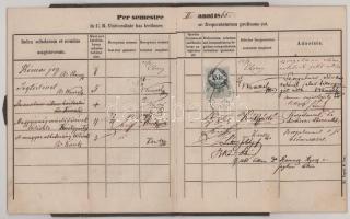 1864-1868 Pesti Egyetemi jogi karának indexe, Id. kislődi Hollán Sándor (1846-1919) későbbi politiku...