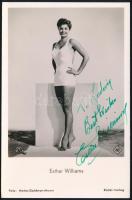 Esther Williams (1921-2013) amerikai úszónő autográf aláírása képeslapon