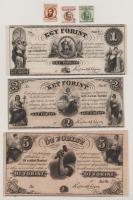 1852. 1Ft "F" + 2Ft "D" + 5Ft "D" "Kossuth bankó" kitöltetle...