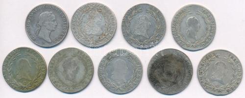 1770-1834. 20kr Ag (9xklf évszám vagy verdejel), benne: 1770B, 1794E, 1803C, 1806C, 1809C, 1824A, 18...