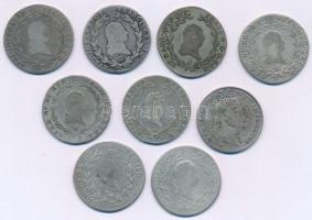 1787-1835. 20kr Ag (9xklf évszám vagy verdejel), benne: 1787G, 1793E, 1804C, 1806C, 1809C, 1818V, 18...