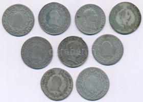 1789-1842. 20kr Ag (9xklf évszám vagy verdejel), benne: 1789F, 1793B, 1805B, 1806C, 1808E, 1809B, 18...
