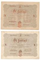 1848. 5Ft "Kossuth bankó" vörösesbarna és barna nyomat (2xklf) T:F egyik enyhén restaurált...