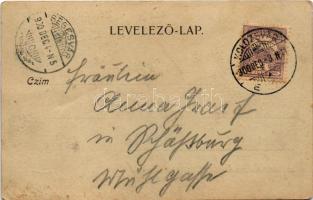 1900 Kolozsvár, Cluj; Főtér este holdfényben, Központi szálloda, Belmagyar utca, Medgyesy és Nyegrut...