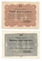 1849. 15kr "t.ro." "Kossuth bankó" + 30kr "z.ef." "Kossuth bankó&...