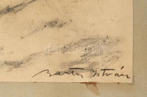 Barta István (1892-1976): Ágas-bogas, 1966. Szén, tus, papír, jelzett. Papírra kasírozva. 42,5x30,5 ...