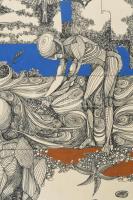 Jelzés nélkül: Alakok és madarak, vegyes technika, papír, 32x23 cm