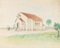 Urbányi Vilmos (1898-): Építészeti látvány- és belsőépítészeti tervek, 1932-1943 körül. Vegyes techn...