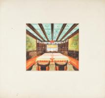 Urbányi Vilmos (1898-): Építészeti látvány- és belsőépítészeti tervek, 1932-1943 körül. Vegyes techn...