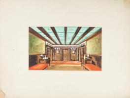 Urbányi Vilmos (1898-): Építészeti látvány- és belsőépítészeti tervek, 1932-1943 körül. Vegyes techn...