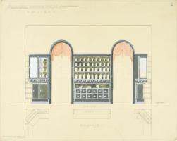 Urbányi Vilmos (1898-): Építészeti látvány- és belsőépítészeti tervek, 1932-1943 körül. Vegyes techn...