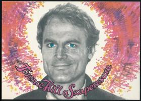 1980 Terence Hill a Szuperzsaru reklámos órarend, 17×24 cm