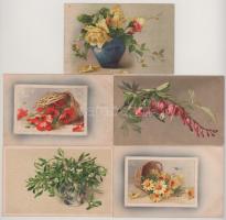 5 db RÉGI üdvözlő képeslap, közte lithok / 5 pre-1945 motive greeting postcards, with lithos