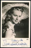 Waltraut Haas (1927-2025) osztrák színésznő autográf aláírása őt ábrázoló képeslapon