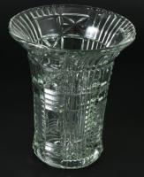Préselt mintás üvegváza, hibátlan, d: 17 cm, m: 19,5 cm