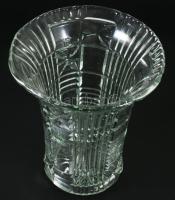 Préselt mintás üvegváza, hibátlan, d: 17 cm, m: 19,5 cm
