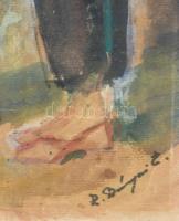 Bányai (?) jelzéssel, 2 db rajz: Úttörők. Akvarell, papír. Egyiken lapszéli szakadásokkal. 33x29 és ...