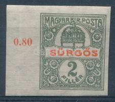 1916 Sürgős vágott ívszéli bélyeg