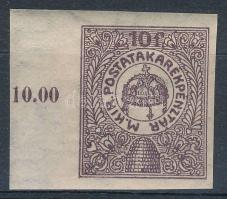 1916 Postatakarékpénztári vágott ívszéli bélyeg