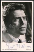 Raf Vallone (1916-2002) olasz filmszínész autográf aláírása őt ábrázoló képeslapon