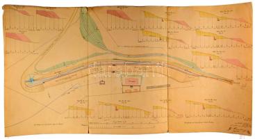 1863 Krassó / Kraschova Bánát vasútállomás nagy méretű színes tervrajza. 74x40 cm 

1863 Large col...