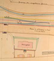 1863 Krassó / Kraschova Bánát vasútállomás nagy méretű színes tervrajza. 74x40 cm 

1863 Large col...