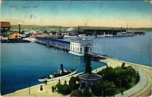 1917 Pola, Pula; Scoglio Olivi / island with Austro-Hungarian Navy shipyard, K.u.K. Kriegsmarine. C....