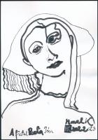 Hanzel Klára (-): A fiatal Psota Irén. Tus, papír, jelzett, 29,5×21 cm