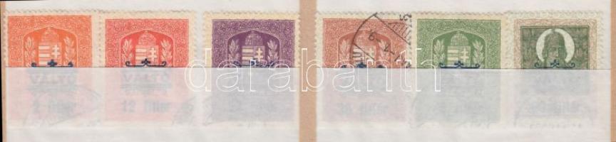 1934 Váltóilleték bélyegek átértékelő felülnyomással 6 db klf érték