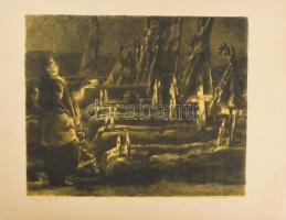 Barta Ernő (1878-1956): Uzsok, 1915 (I. világháborús ábrázolás). Litográfia, papír, jelzett. 24x30 c...