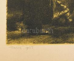 Barta Ernő (1878-1956): Uzsok, 1915 (I. világháborús ábrázolás). Litográfia, papír, jelzett. 24x30 c...