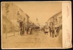 ca 1890 Keszthely, Kossuth Lajos utca háttérben a Festetich kastéllyal kabinetfotó Istvánffy I. Kesz...