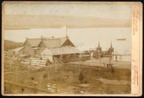 ca 1890 Keszthely, csónakház, egyesület (mai Helikon hotel mellett) kabinetfotó Istvánffy I. Nagykan...