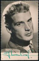 Georges Marchal (1920-1997) francia színész autográf aláírása őt ábrázoló fotólapon