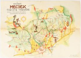 1939 A Nyugati-Mecsek turista térképe. Litográfia, kiadja Pécs sz. kir. város idegenforgalmi irodája...