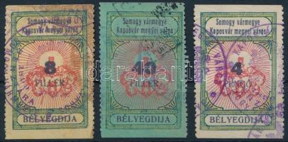 4 db Kaposvár városi illetékbélyeg