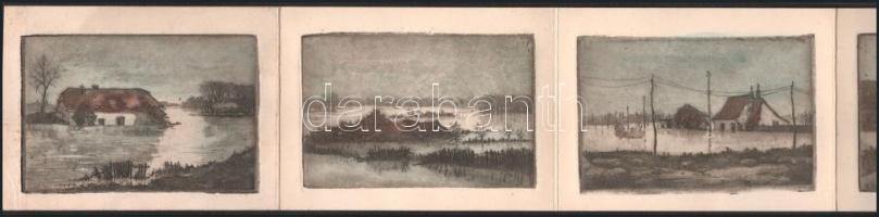 Jelzés nélkül 7 db rézkarcot tartalmazó leporelló 8x11 cm